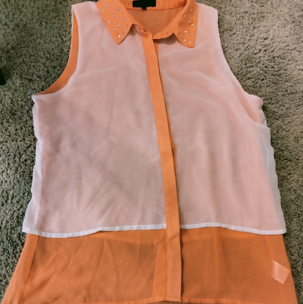 White and orange size M top